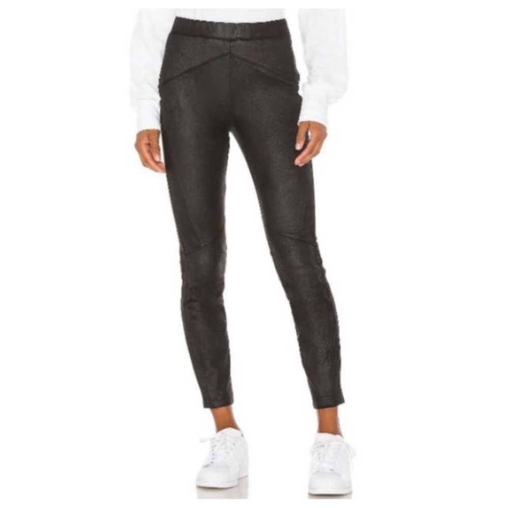 Free People‎ Carbon Vegan Suede Faux Leather Skinny Black Pants - Picture 2 of 10